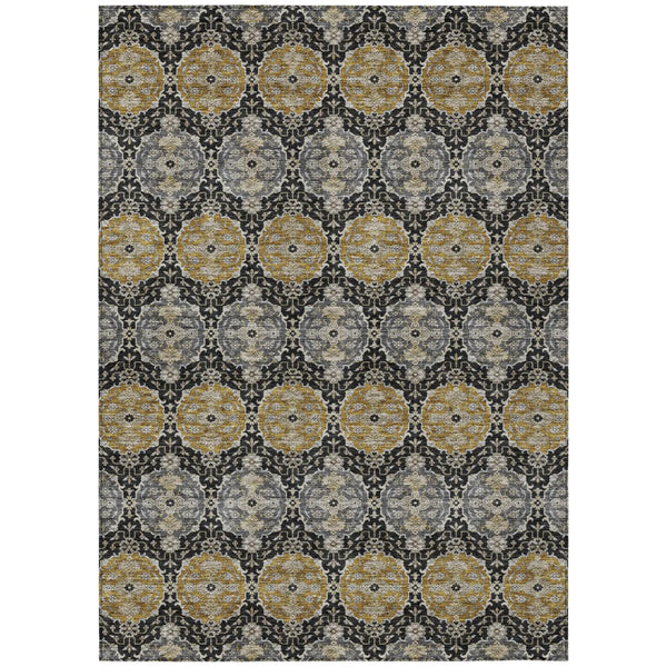 9' X 12' Black And Graphite Striped Washable Indoor Outdoor Area Rug Homeroots Outdoor