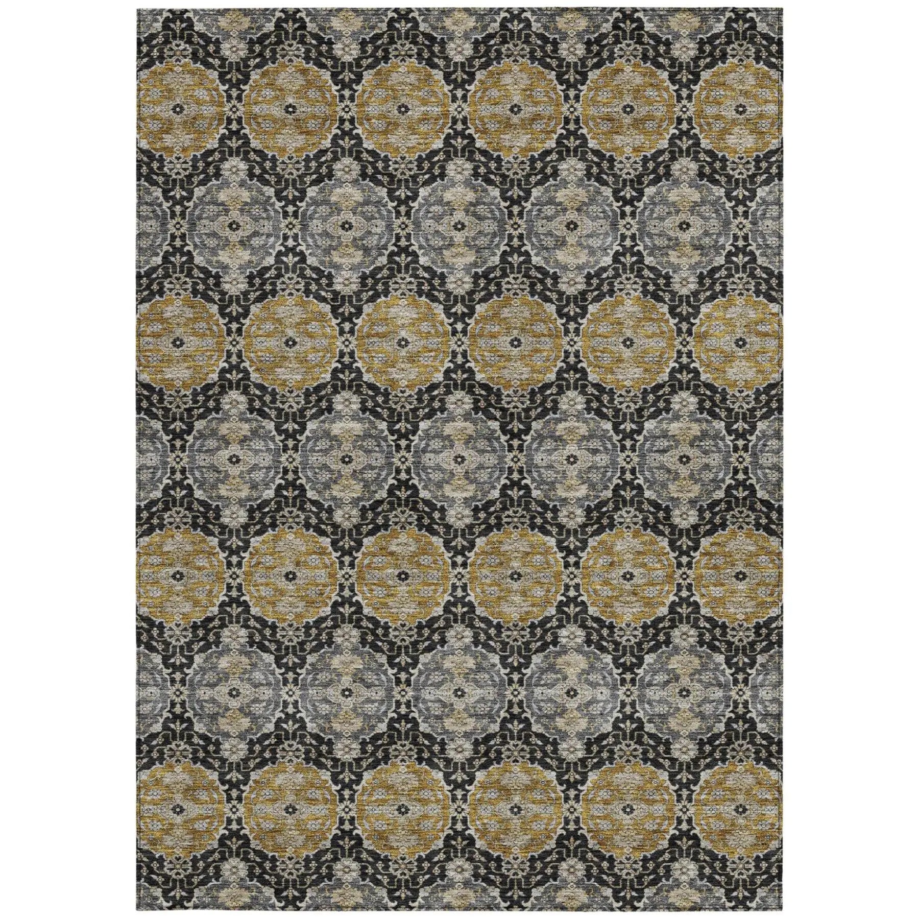 9' X 12' Black And Graphite Striped Washable Indoor Outdoor Area Rug Homeroots Outdoor