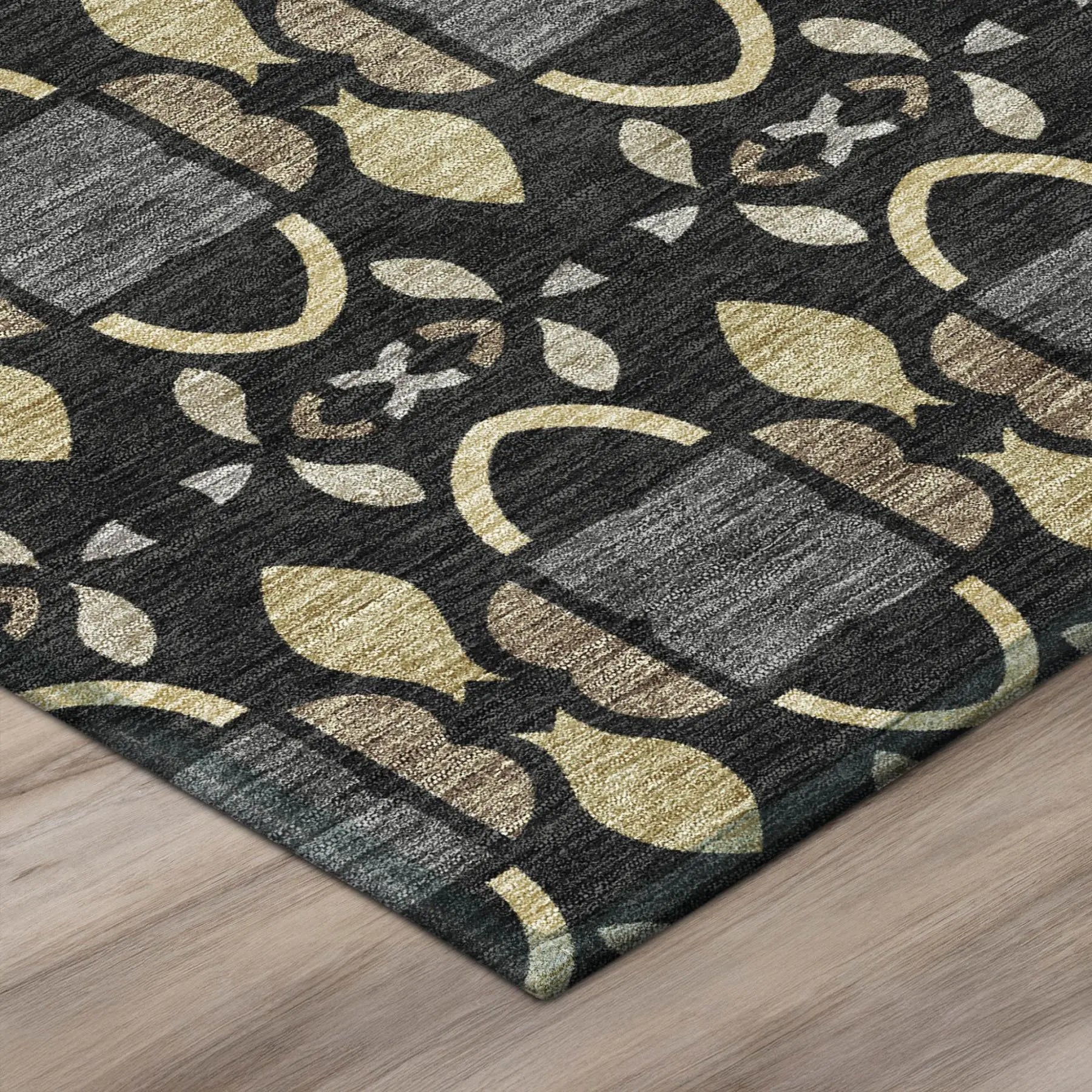9' X 12' Black And Graphite Striped Washable Indoor Outdoor Area Rug Homeroots Outdoor