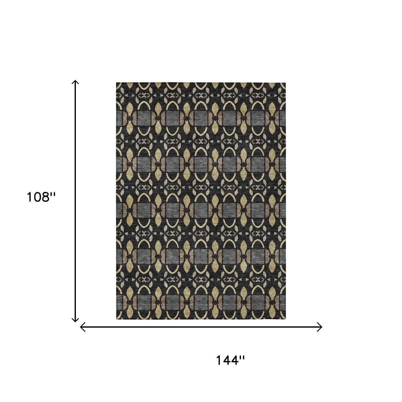 9' X 12' Black And Graphite Striped Washable Indoor Outdoor Area Rug Homeroots Outdoor