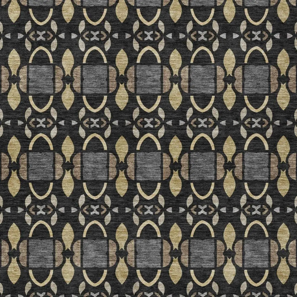 9' X 12' Black And Graphite Striped Washable Indoor Outdoor Area Rug Homeroots Outdoor