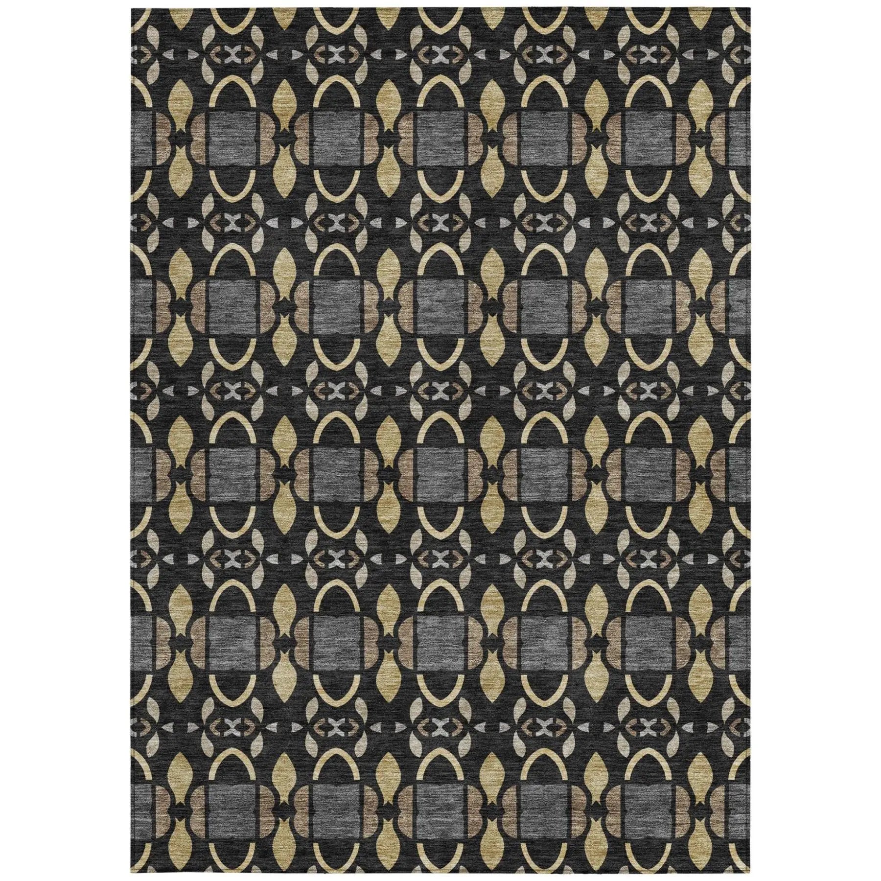 9' X 12' Black And Graphite Striped Washable Indoor Outdoor Area Rug Homeroots Outdoor