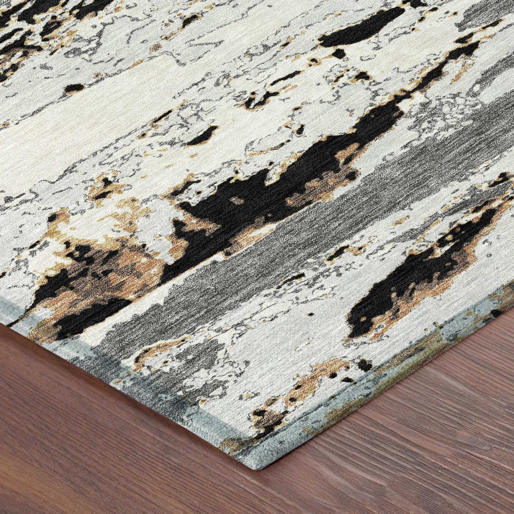 9' X 12' Black And Gray Abstract Washable Indoor Outdoor Area Rug Homeroots Outdoor