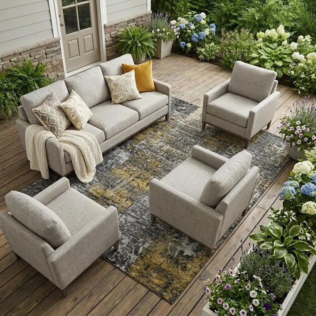 9' X 12' Black And Gray Abstract Washable Indoor Outdoor Area Rug Homeroots Outdoor