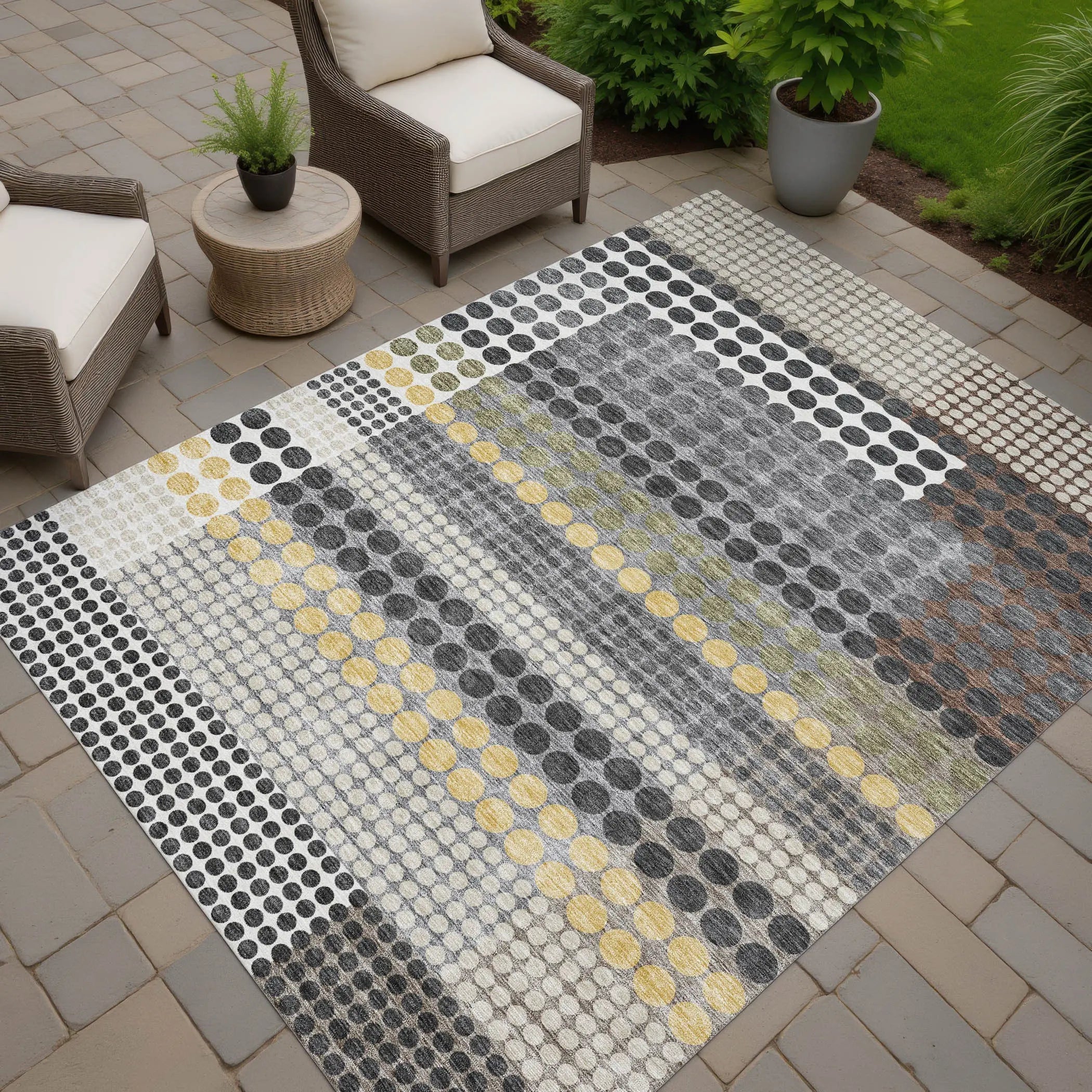 9' X 12' Black And Gray Geometric Washable Indoor Outdoor Area Rug Homeroots Outdoor