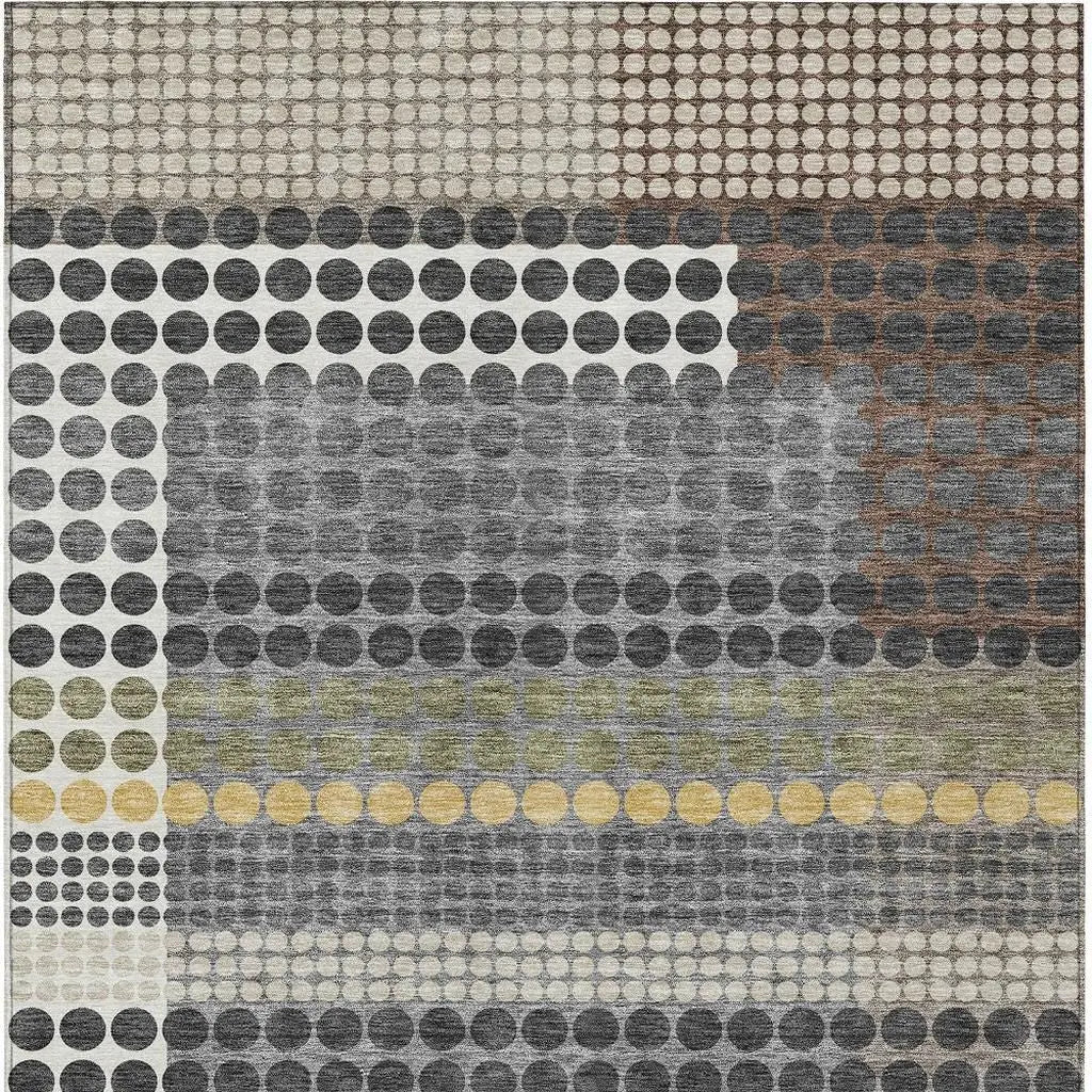 9' X 12' Black And Gray Geometric Washable Indoor Outdoor Area Rug Homeroots Outdoor