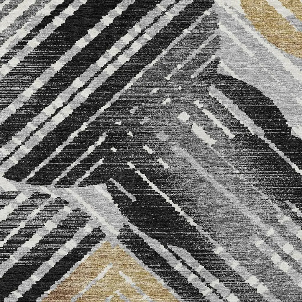 9' X 12' Black And Gray Geometric Washable Indoor Outdoor Area Rug Homeroots Outdoor