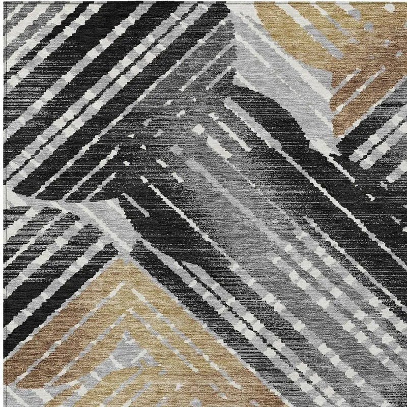 9' X 12' Black And Gray Geometric Washable Indoor Outdoor Area Rug Homeroots Outdoor