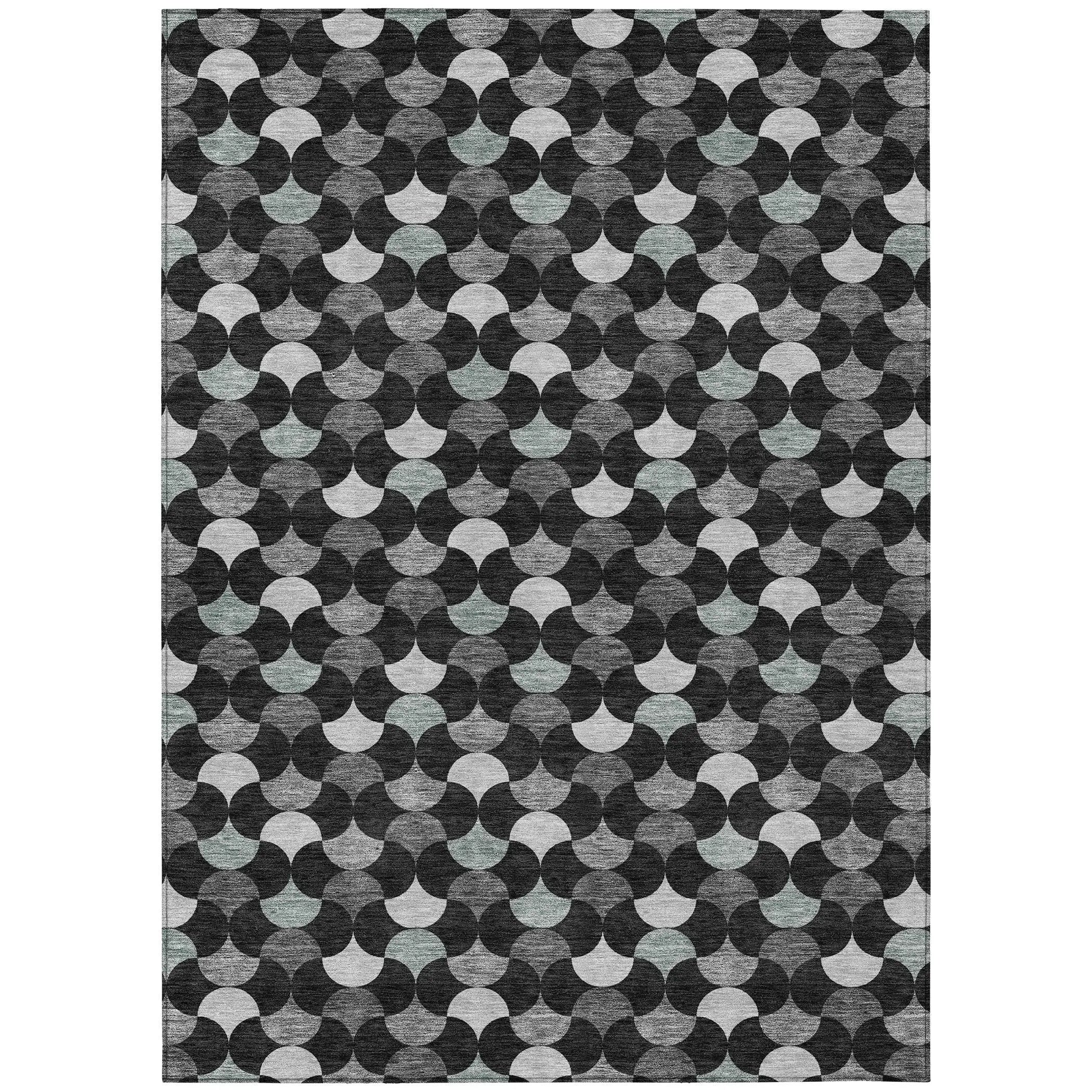 9' X 12' Black And Gray Geometric Washable Indoor Outdoor Area Rug Homeroots Outdoor
