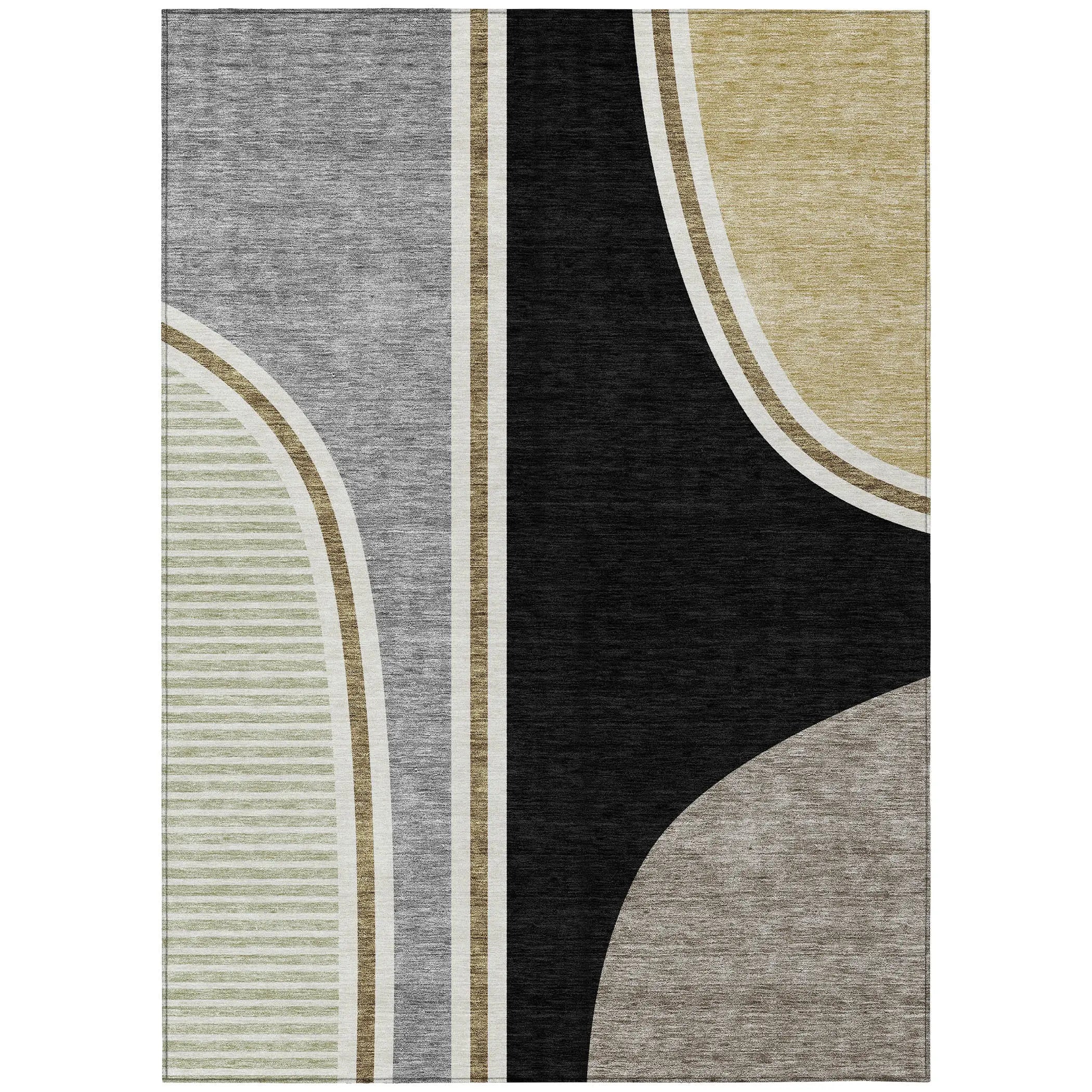 9' X 12' Black And Gray Geometric Washable Indoor Outdoor Area Rug Homeroots Outdoor