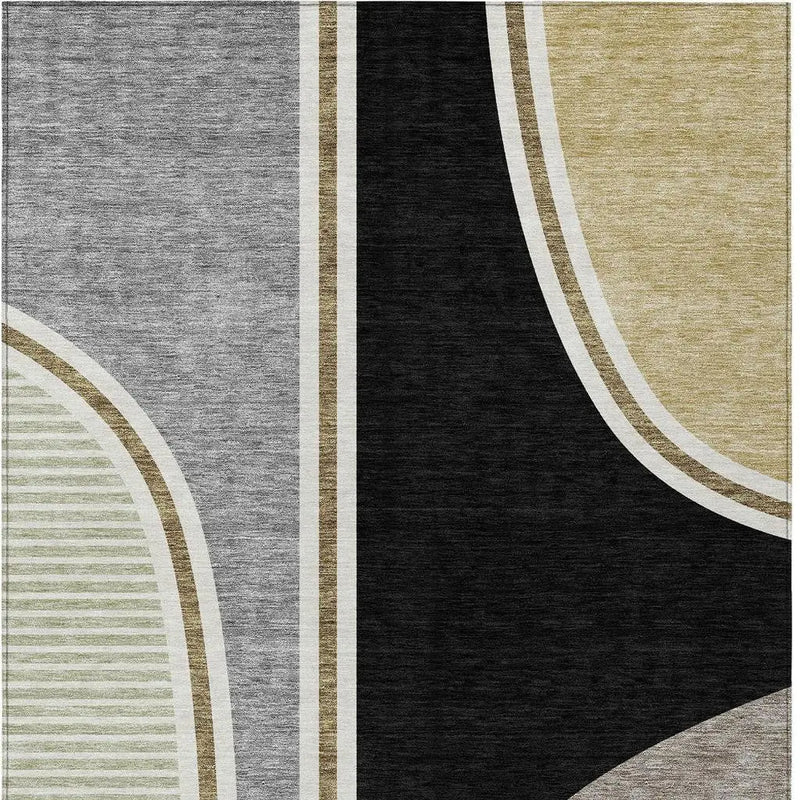 9' X 12' Black And Gray Geometric Washable Indoor Outdoor Area Rug Homeroots Outdoor