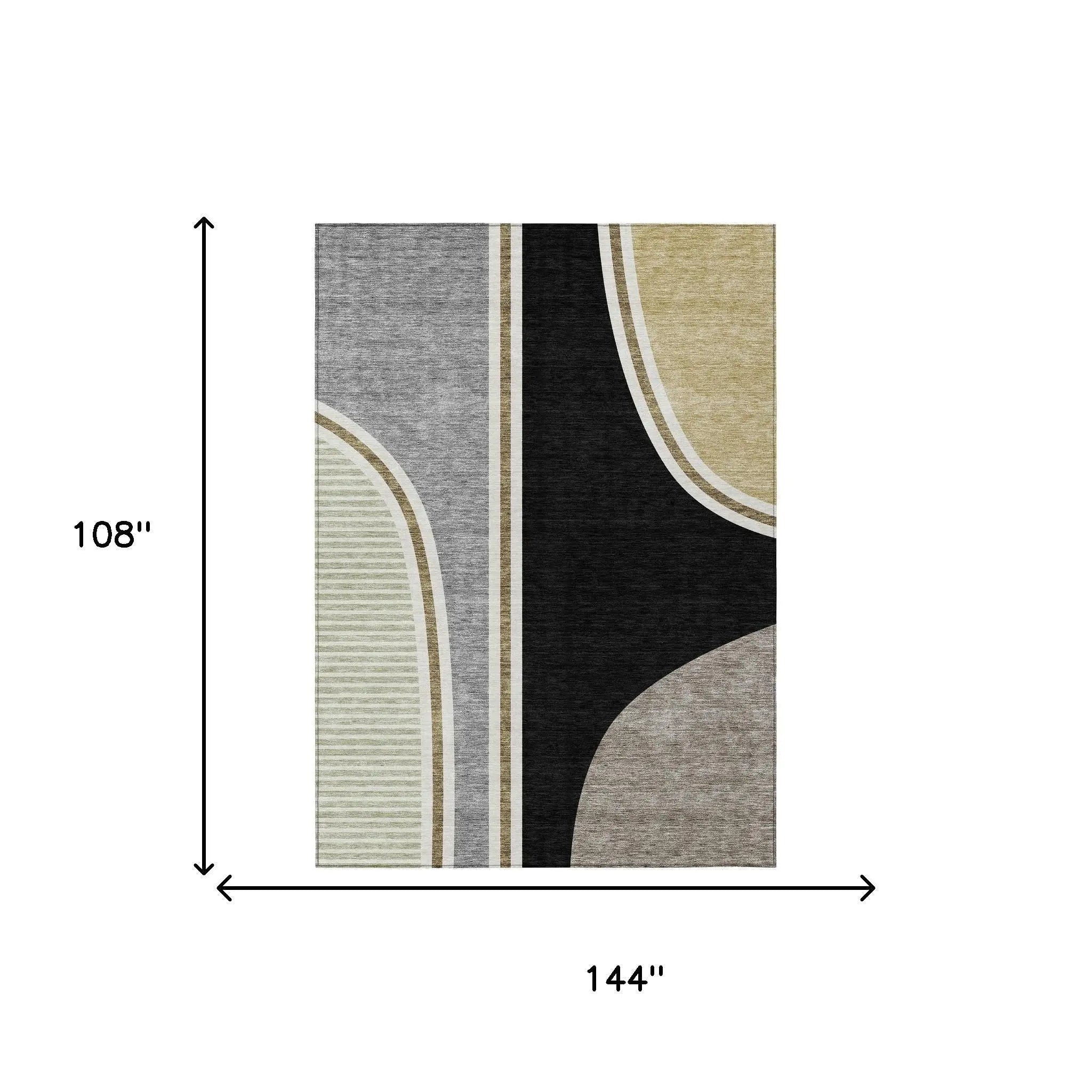 9' X 12' Black And Gray Geometric Washable Indoor Outdoor Area Rug Homeroots Outdoor