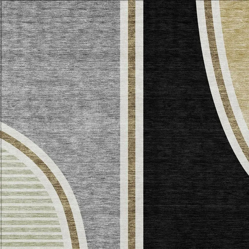 9' X 12' Black And Gray Geometric Washable Indoor Outdoor Area Rug Homeroots Outdoor