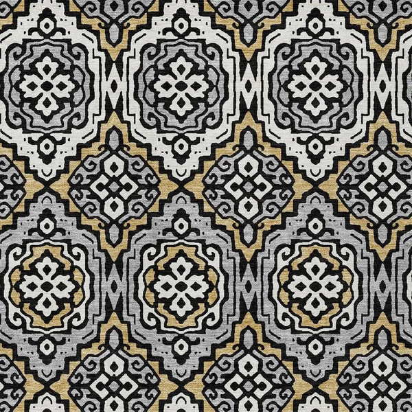 9' X 12' Black And Gray Tribal Washable Indoor Outdoor Area Rug Homeroots Outdoor