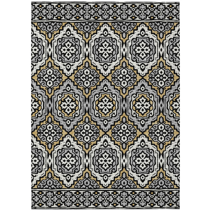 9' X 12' Black And Gray Tribal Washable Indoor Outdoor Area Rug Homeroots Outdoor