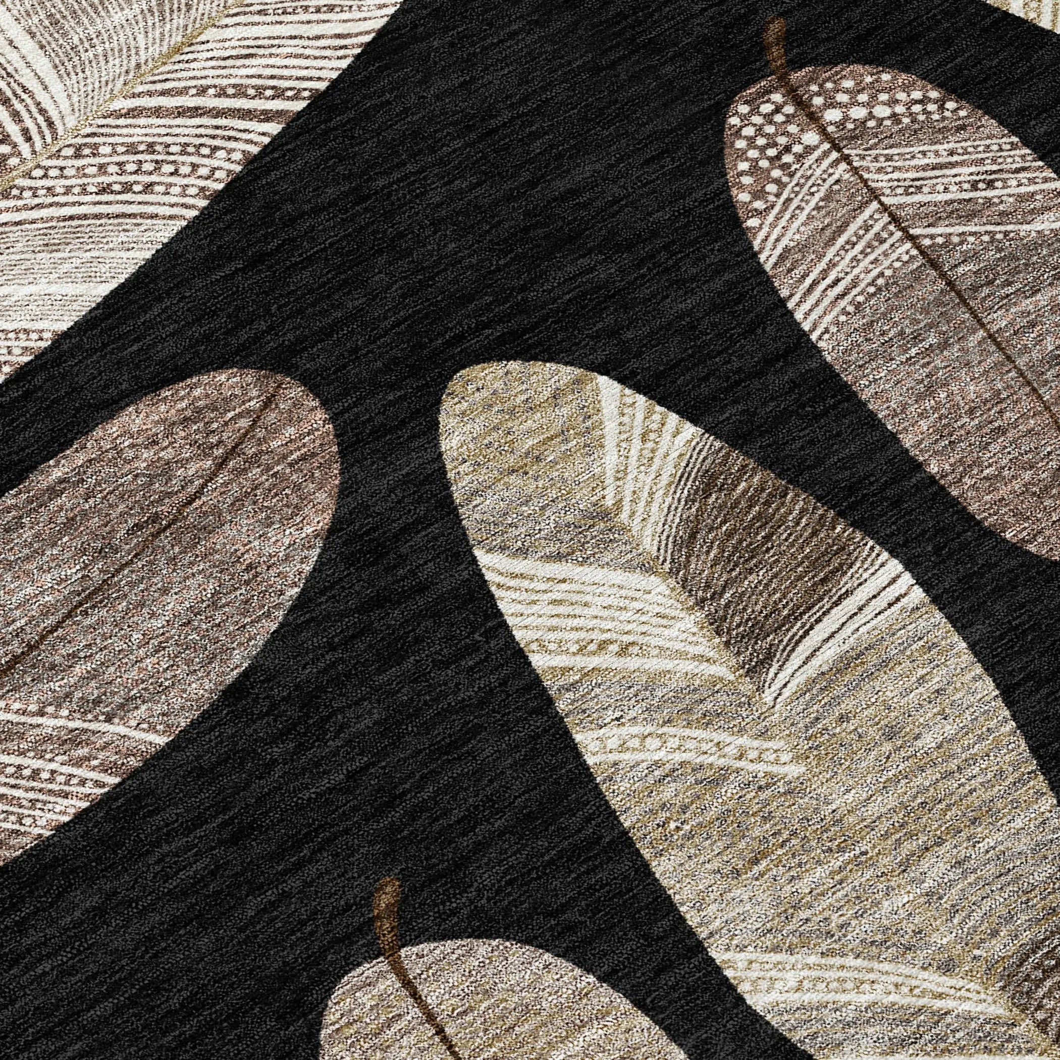9' X 12' Black And Green Botanical Leaves Washable Indoor Outdoor Area Rug Homeroots Outdoor