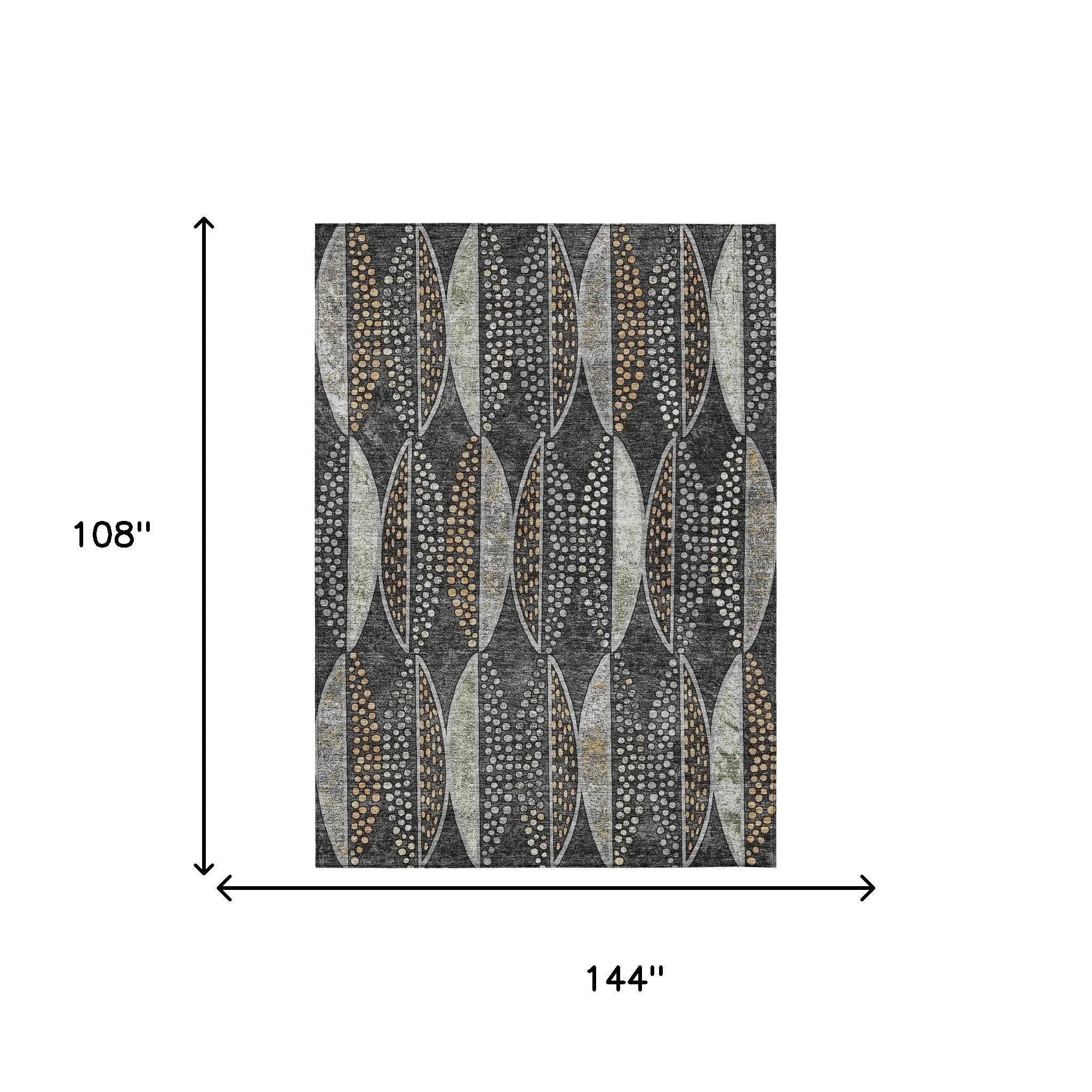 9' X 12' Black And Green Geometric Washable Indoor Outdoor Area Rug Homeroots Outdoor