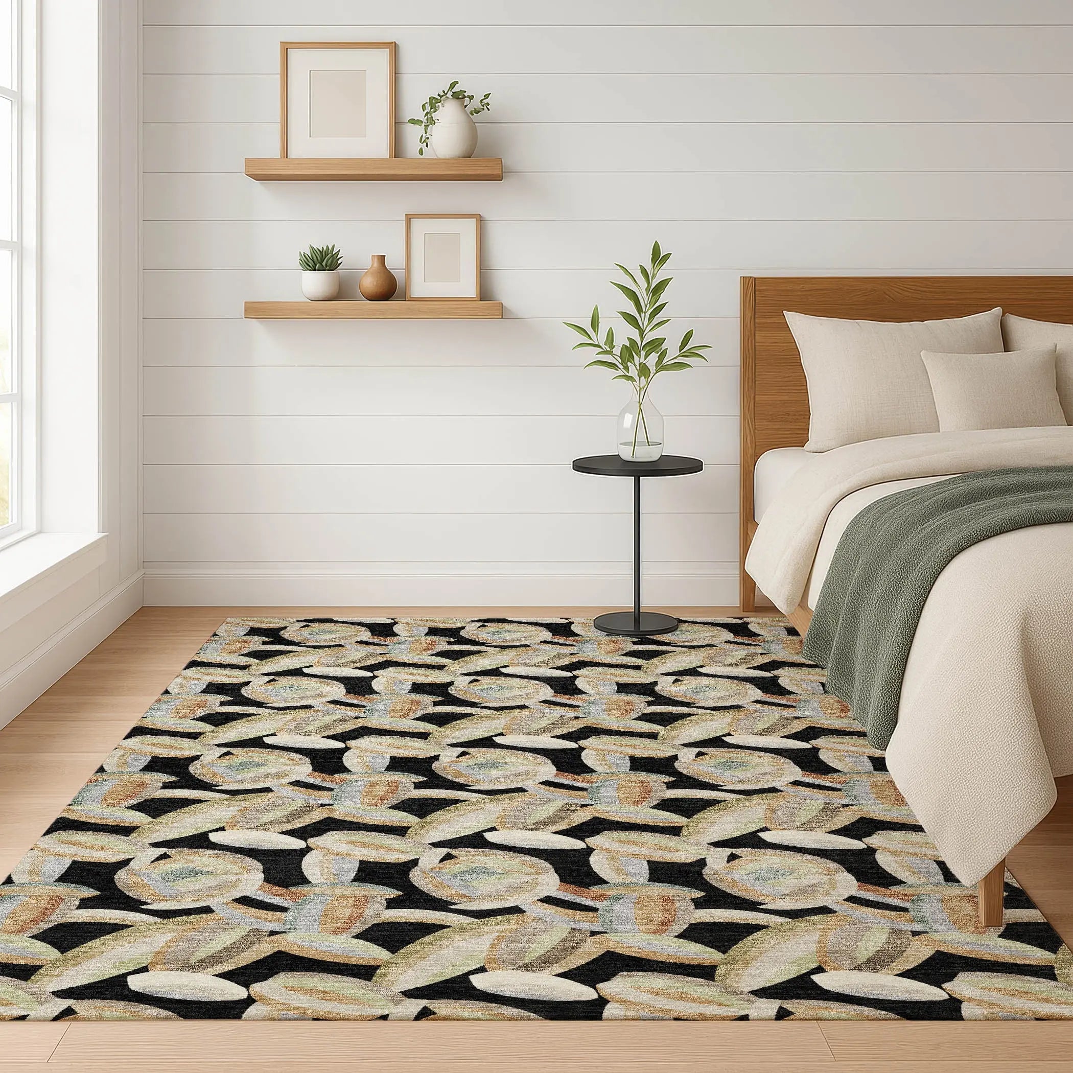9' X 12' Black And Ivory Abstract Washable Indoor Outdoor Area Rug Homeroots Outdoor
