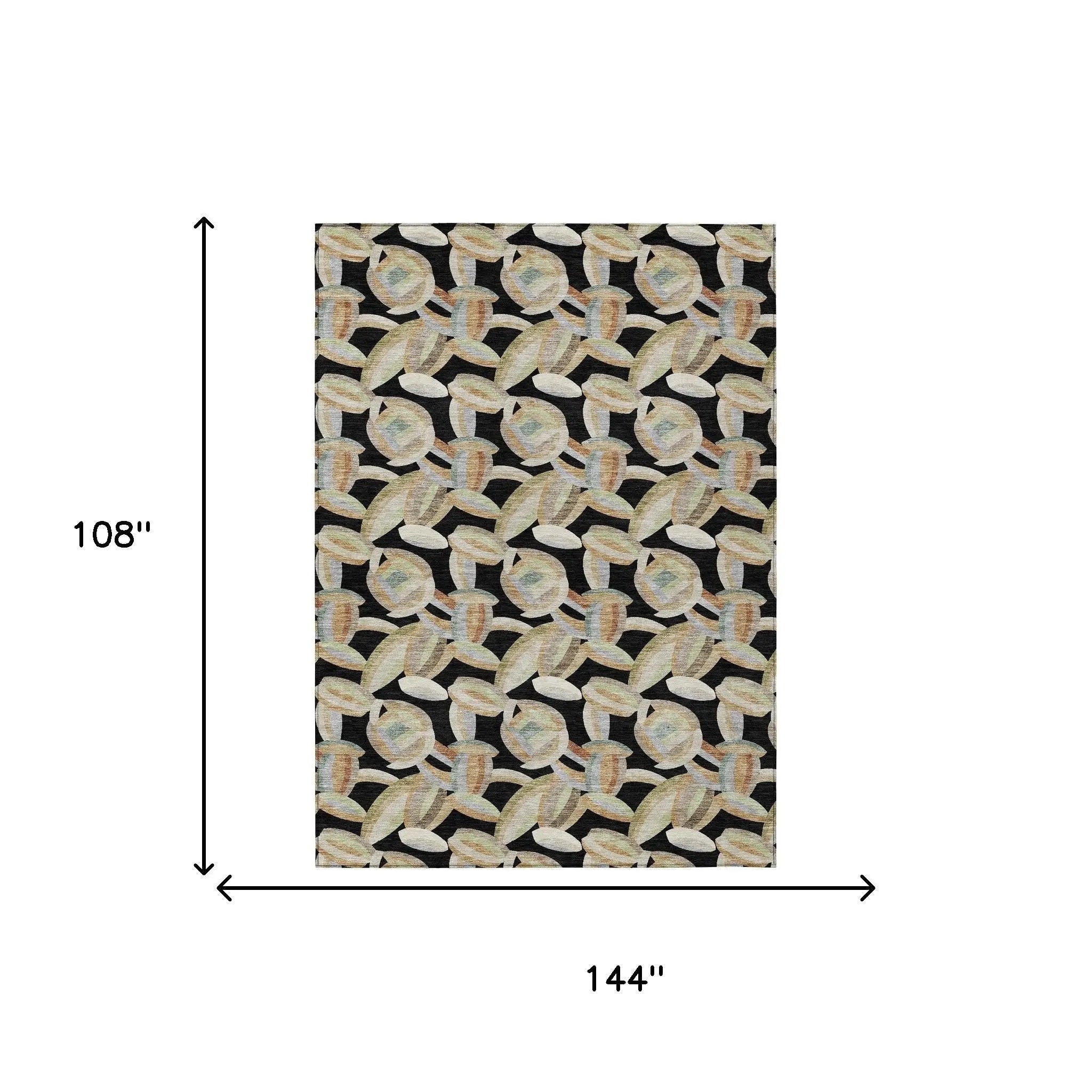 9' X 12' Black And Ivory Abstract Washable Indoor Outdoor Area Rug Homeroots Outdoor