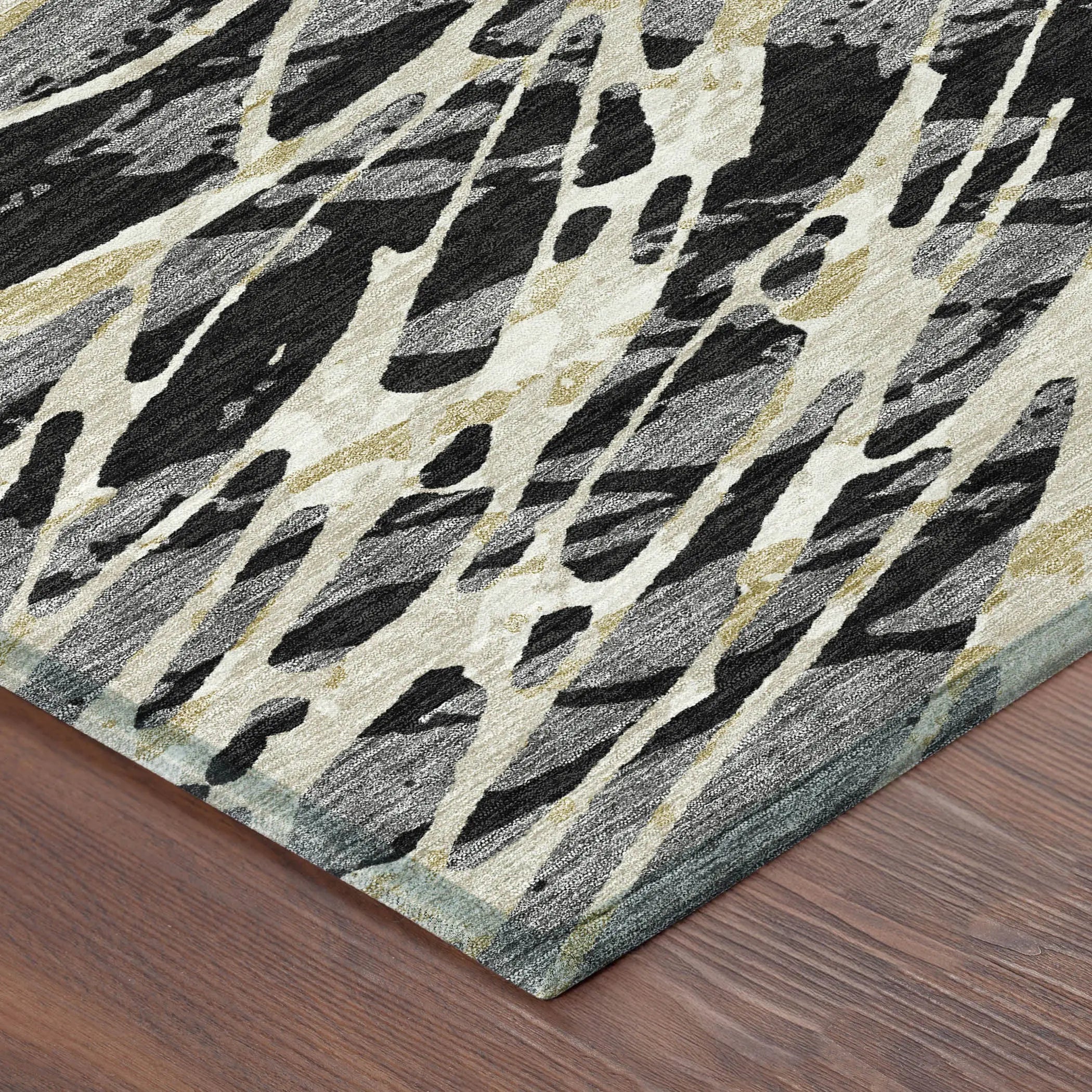 9' X 12' Black And Ivory Abstract Washable Indoor Outdoor Area Rug Homeroots Outdoor