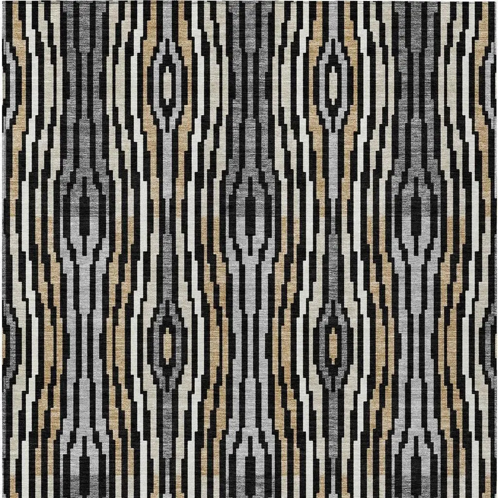 9' X 12' Black And Ivory Abstract Washable Indoor Outdoor Area Rug Homeroots Outdoor