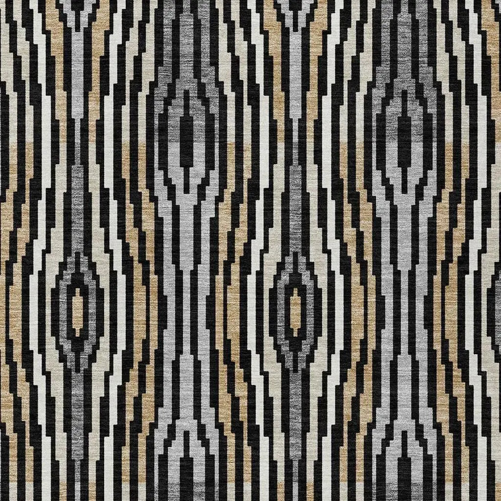 9' X 12' Black And Ivory Abstract Washable Indoor Outdoor Area Rug Homeroots Outdoor