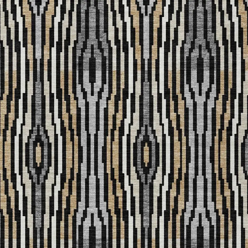 9' X 12' Black And Ivory Abstract Washable Indoor Outdoor Area Rug Homeroots Outdoor