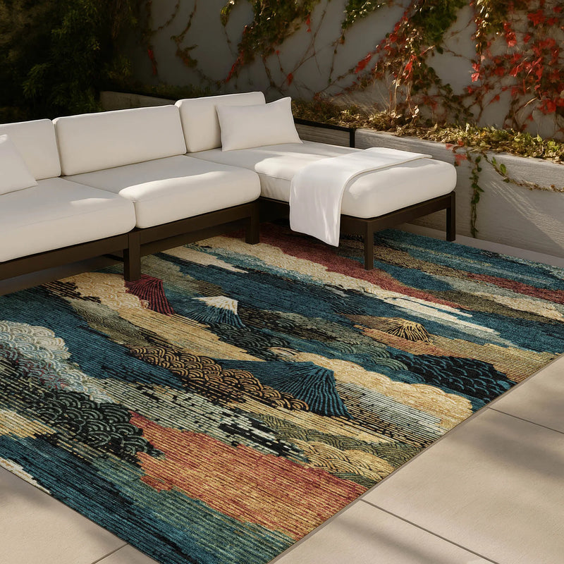 9' X 12' Black And Ivory Abstract Washable Indoor Outdoor Area Rug Homeroots Outdoor
