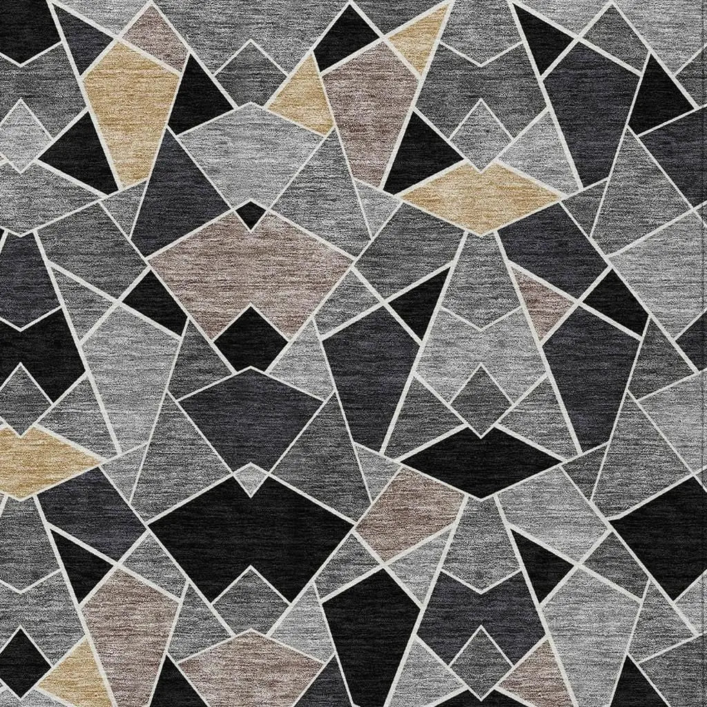9' X 12' Black And Ivory Geometric Washable Indoor Outdoor Area Rug Homeroots Outdoor
