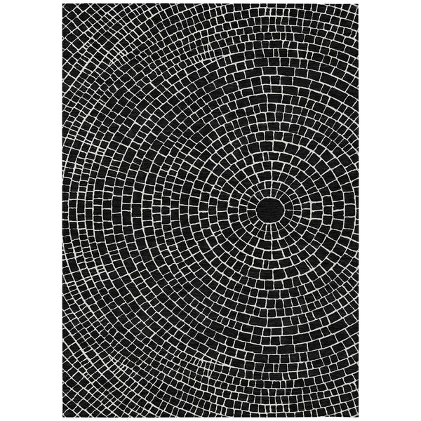 9' X 12' Black And Ivory Geometric Washable Indoor Outdoor Area Rug Homeroots Outdoor