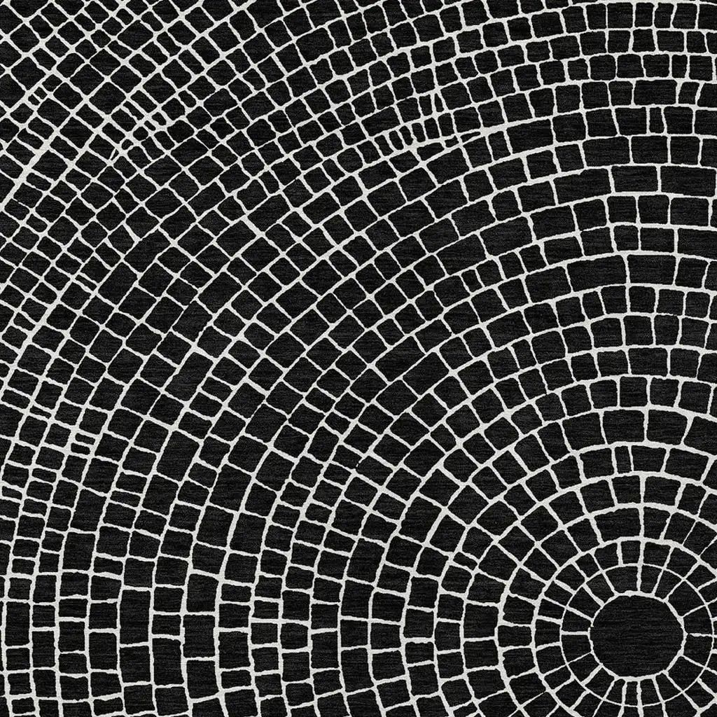 9' X 12' Black And Ivory Geometric Washable Indoor Outdoor Area Rug Homeroots Outdoor