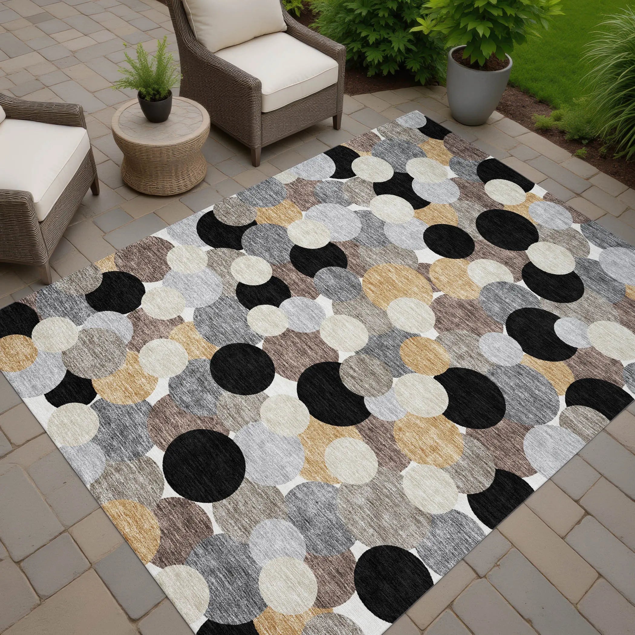 9' X 12' Black And Ivory Geometric Washable Indoor Outdoor Area Rug Homeroots Outdoor