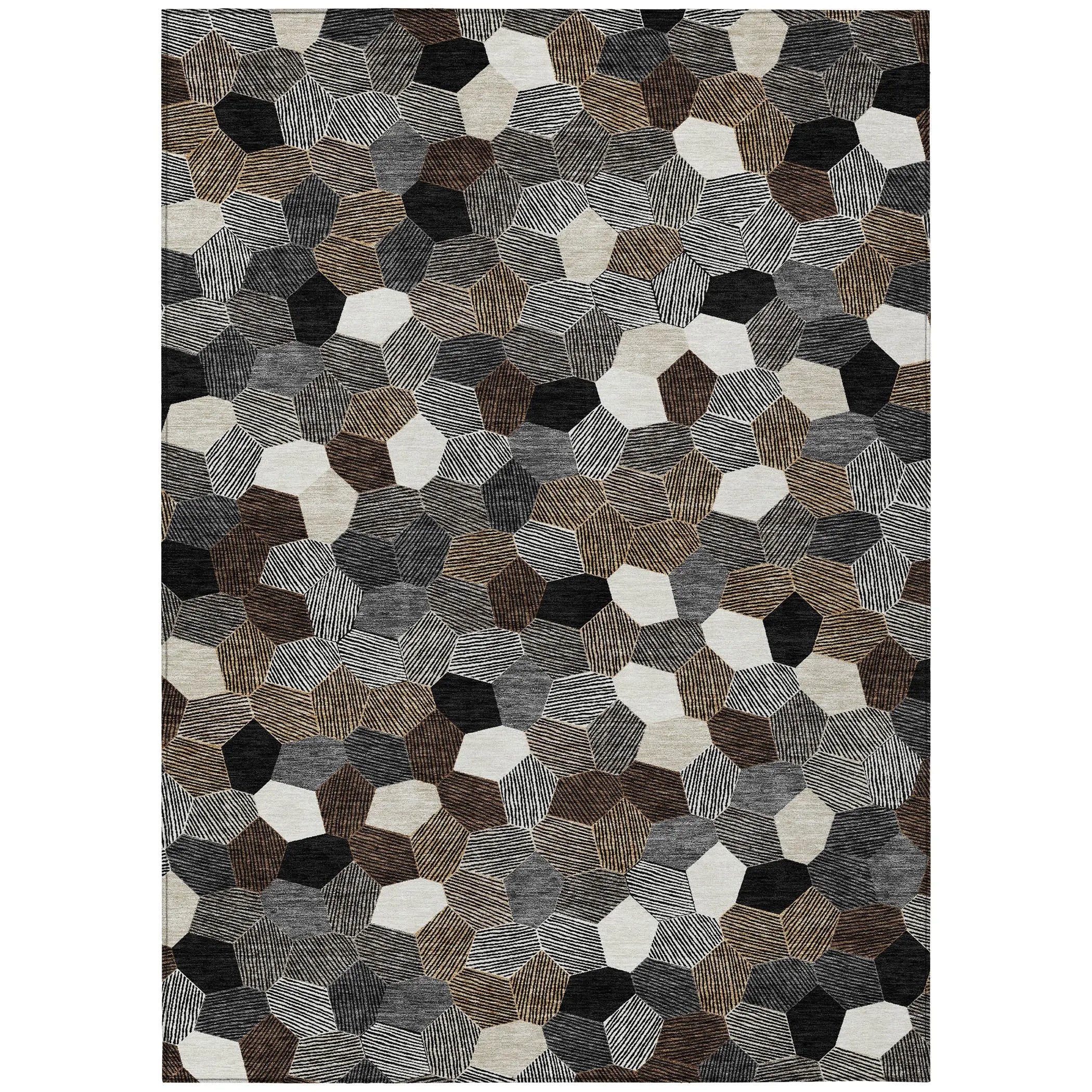 9' X 12' Black And Ivory Geometric Washable Indoor Outdoor Area Rug Homeroots Outdoor