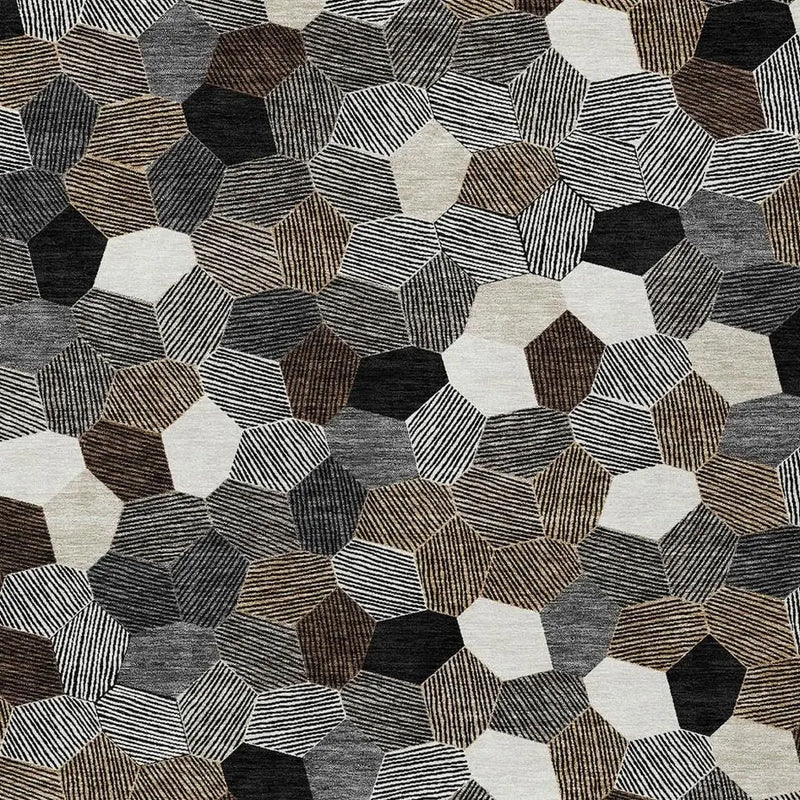 9' X 12' Black And Ivory Geometric Washable Indoor Outdoor Area Rug Homeroots Outdoor
