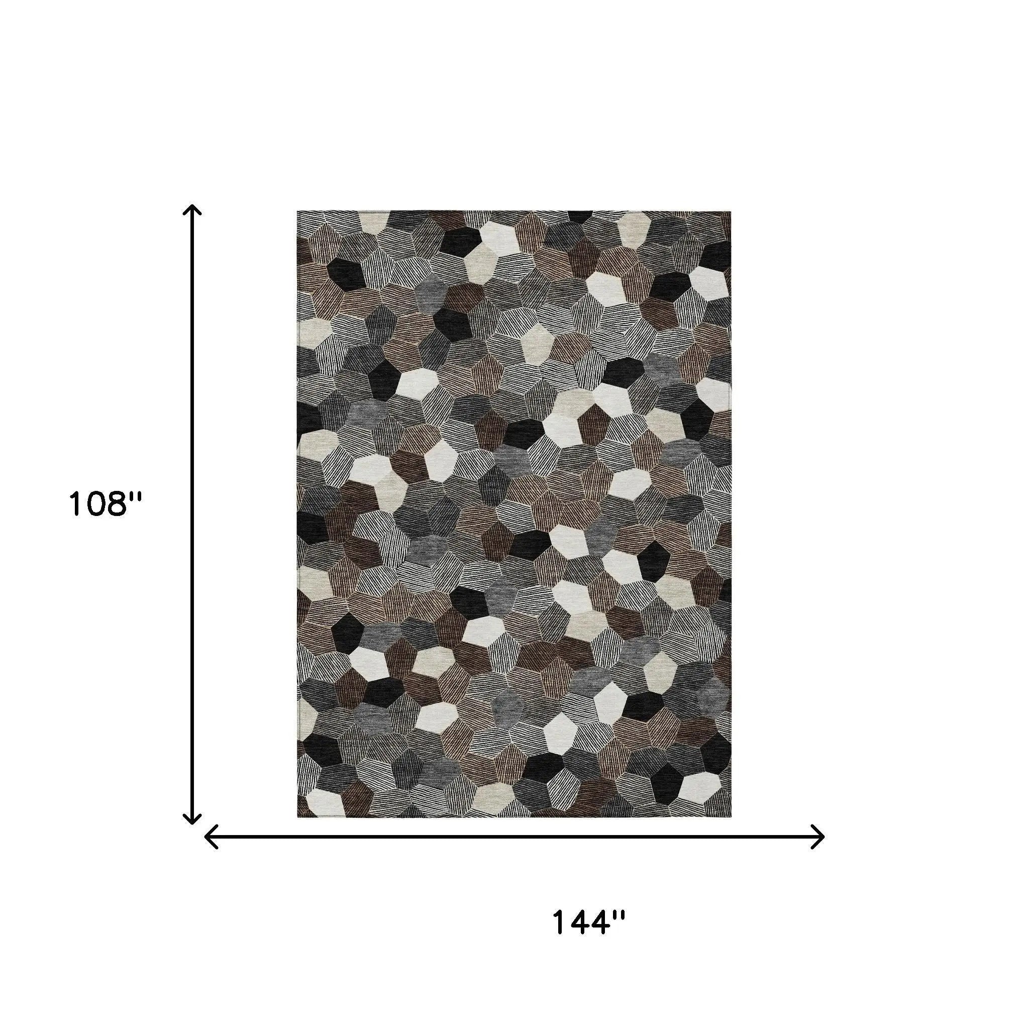 9' X 12' Black And Ivory Geometric Washable Indoor Outdoor Area Rug Homeroots Outdoor