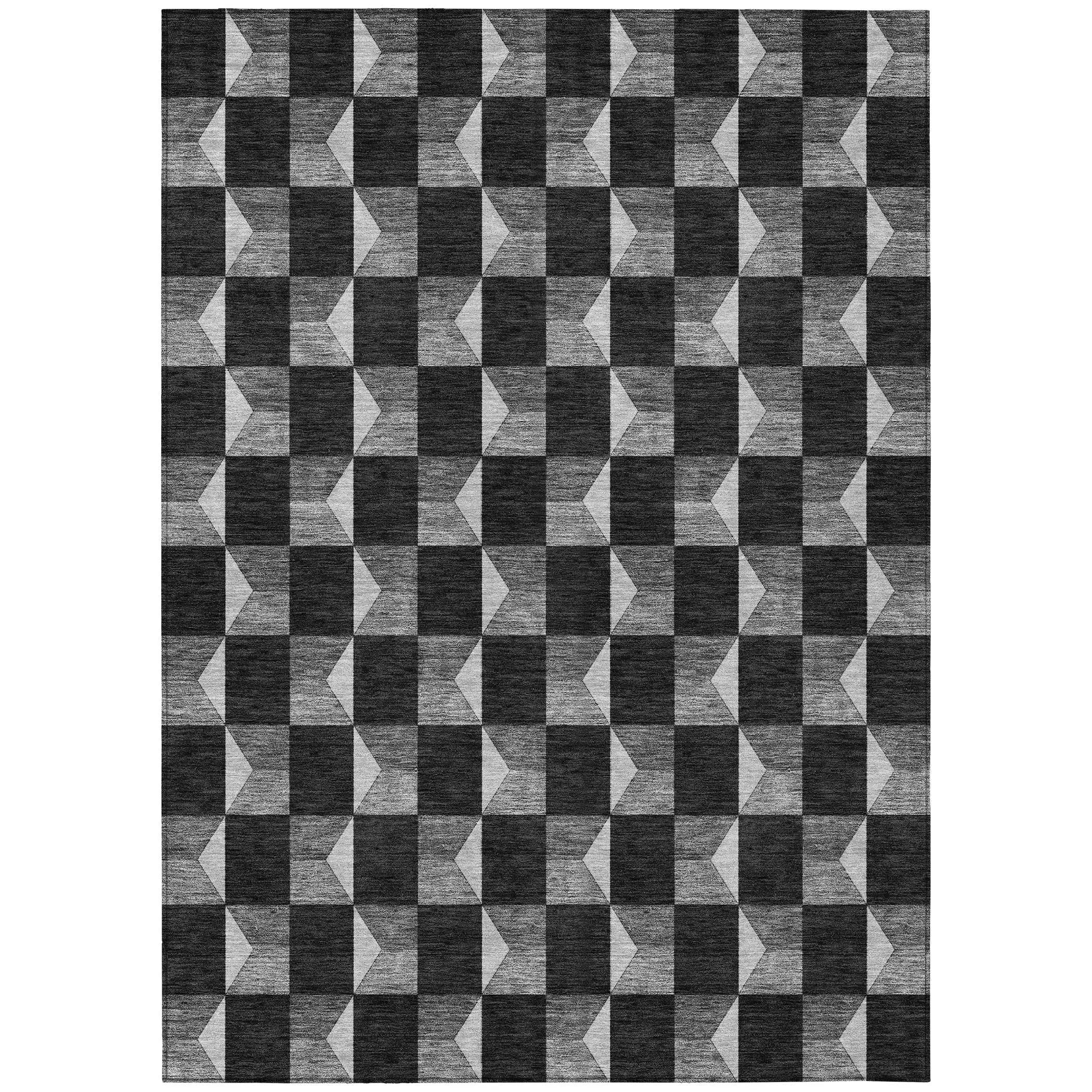 9' X 12' Black And Ivory Geometric Washable Indoor Outdoor Area Rug Homeroots Outdoor
