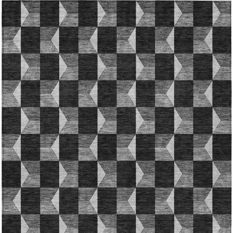 9' X 12' Black And Ivory Geometric Washable Indoor Outdoor Area Rug Homeroots Outdoor
