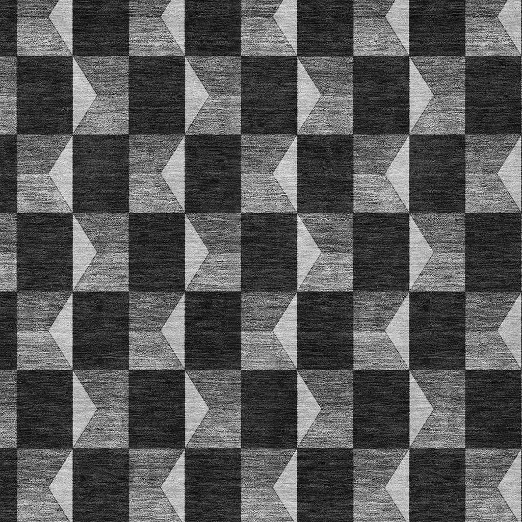 9' X 12' Black And Ivory Geometric Washable Indoor Outdoor Area Rug Homeroots Outdoor