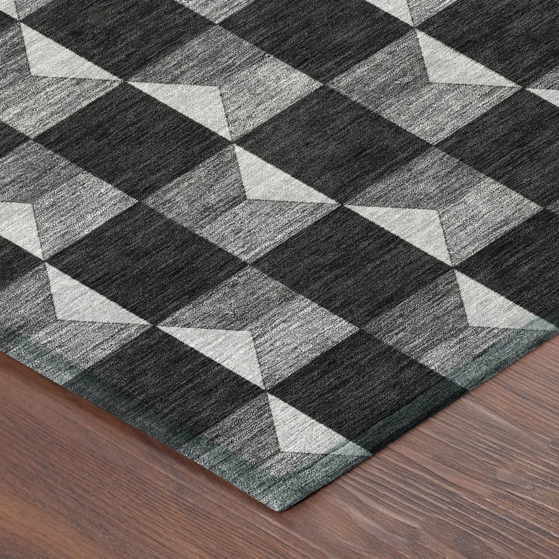 9' X 12' Black And Ivory Geometric Washable Indoor Outdoor Area Rug Homeroots Outdoor