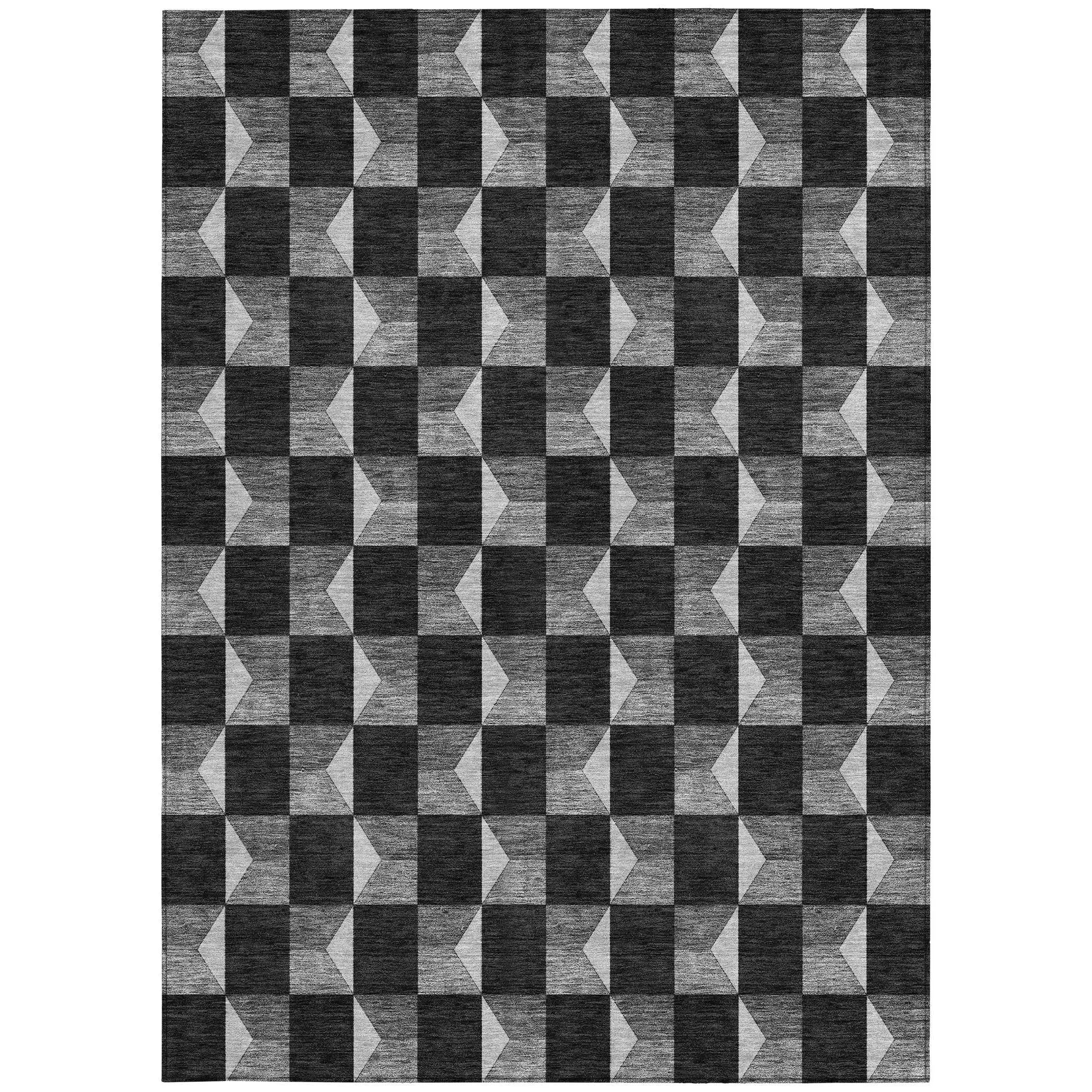 9' X 12' Black And Ivory Geometric Washable Indoor Outdoor Area Rug Homeroots Outdoor