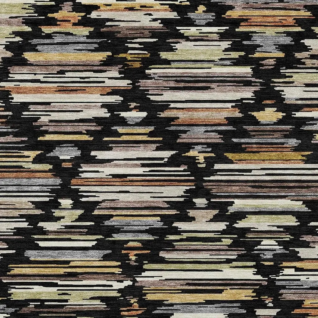 9' X 12' Black And Ivory Southwestern Washable Indoor Outdoor Area Rug Homeroots Outdoor