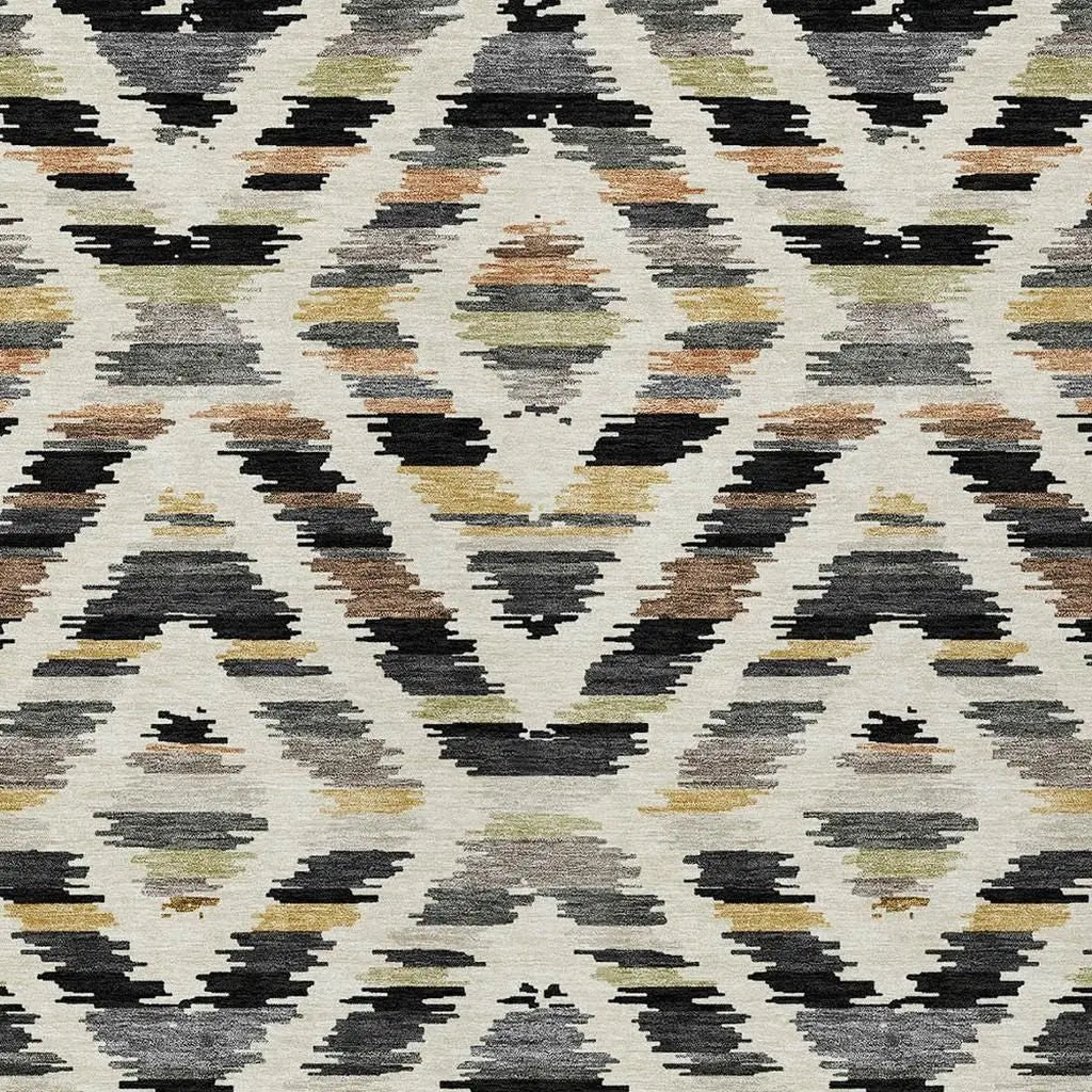9' X 12' Black And Ivory Tribal Washable Indoor Outdoor Area Rug Homeroots Outdoor