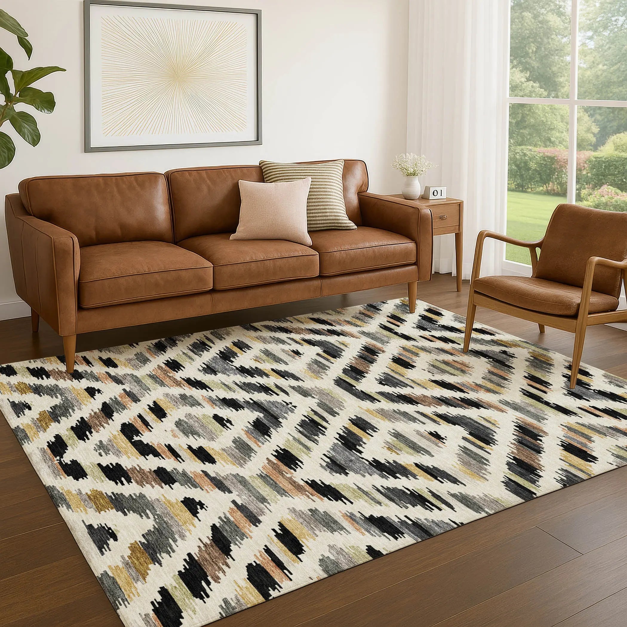 9' X 12' Black And Ivory Tribal Washable Indoor Outdoor Area Rug Homeroots Outdoor