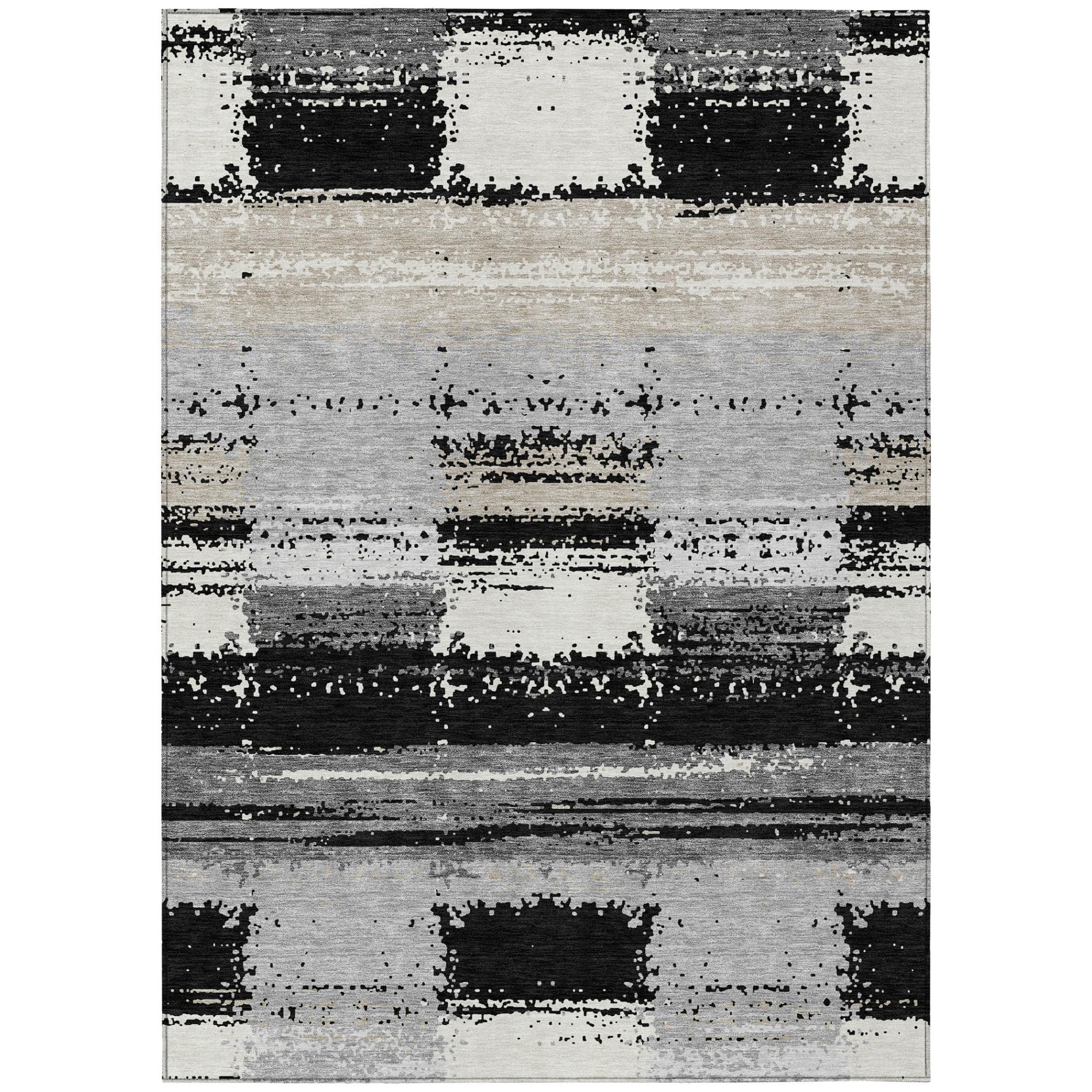 9' X 12' Black And Pewter Geometric Washable Indoor Outdoor Area Rug Homeroots Outdoor