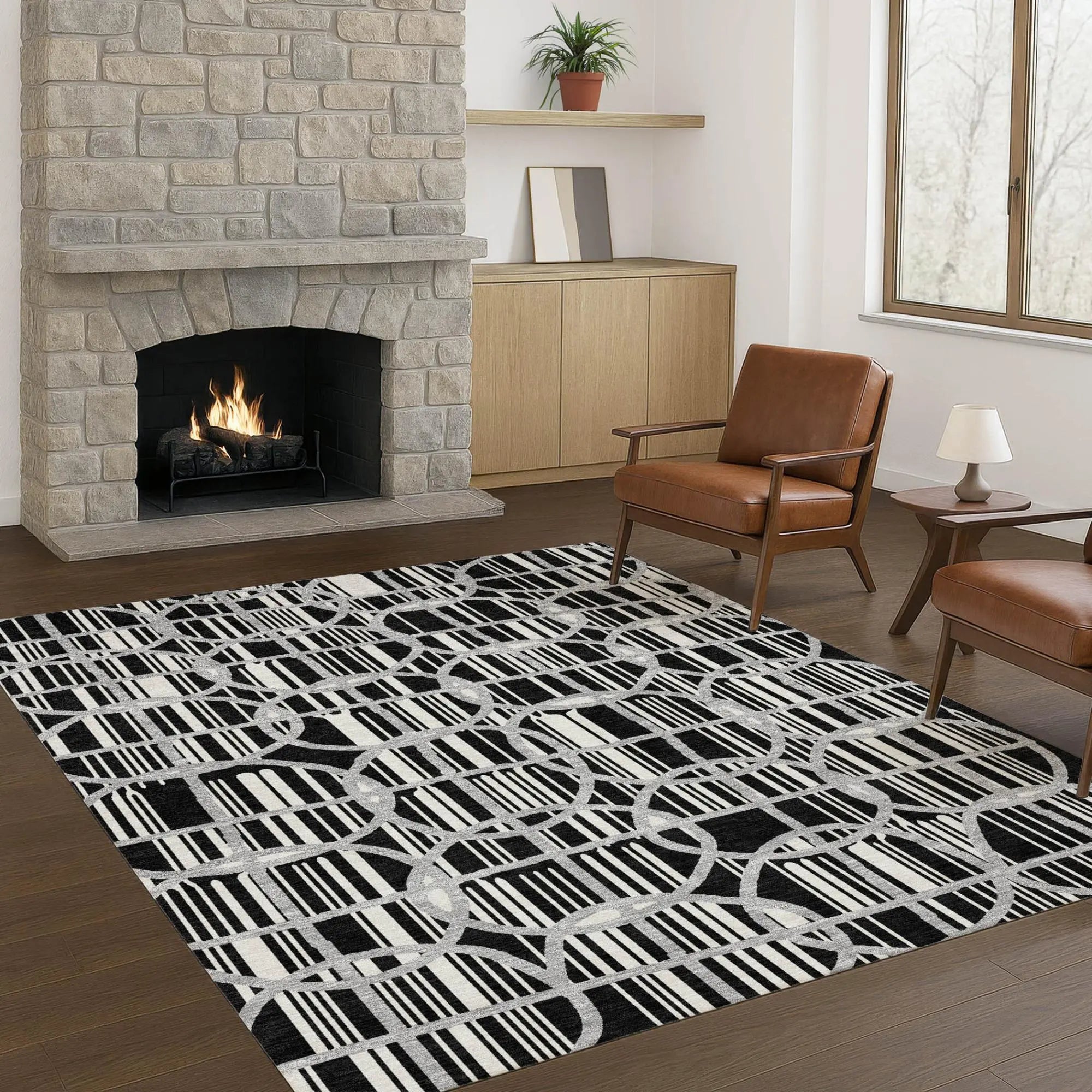 9' X 12' Black And Pewter Geometric Washable Indoor Outdoor Area Rug Homeroots Outdoor