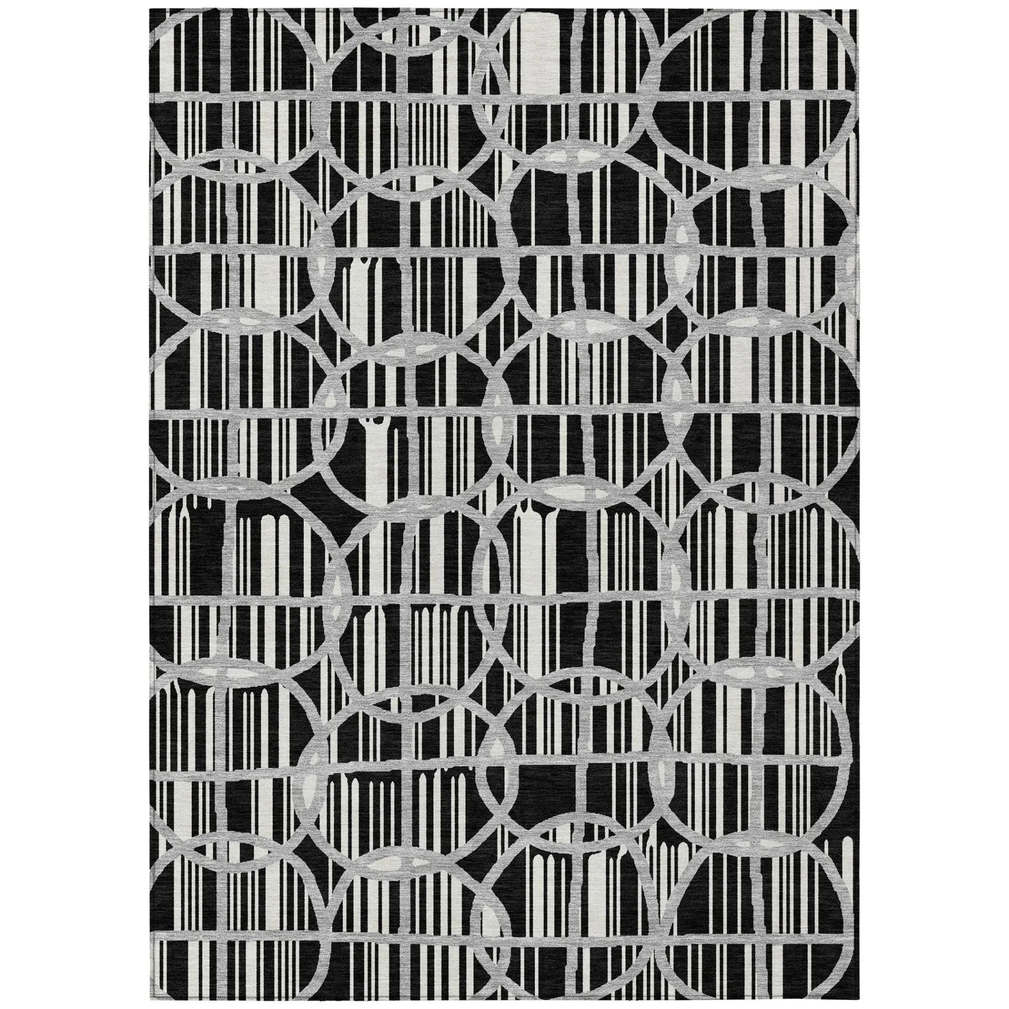 9' X 12' Black And Pewter Geometric Washable Indoor Outdoor Area Rug Homeroots Outdoor