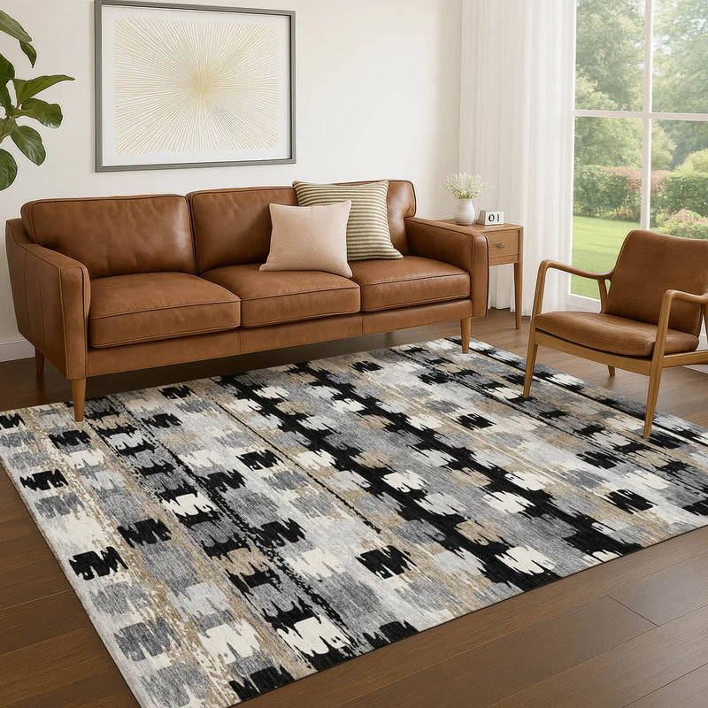 9' X 12' Black And Purple Abstract Washable Indoor Outdoor Area Rug Homeroots Outdoor
