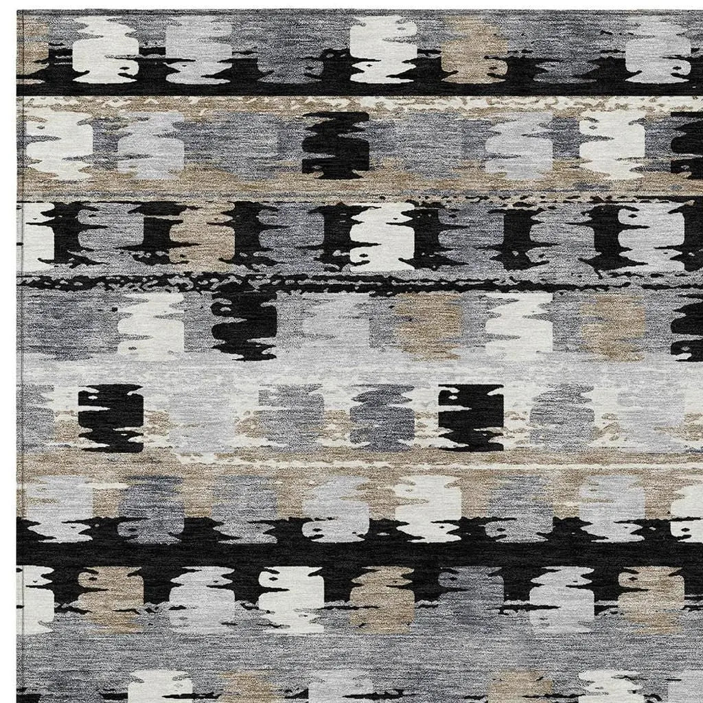 9' X 12' Black And Purple Abstract Washable Indoor Outdoor Area Rug Homeroots Outdoor