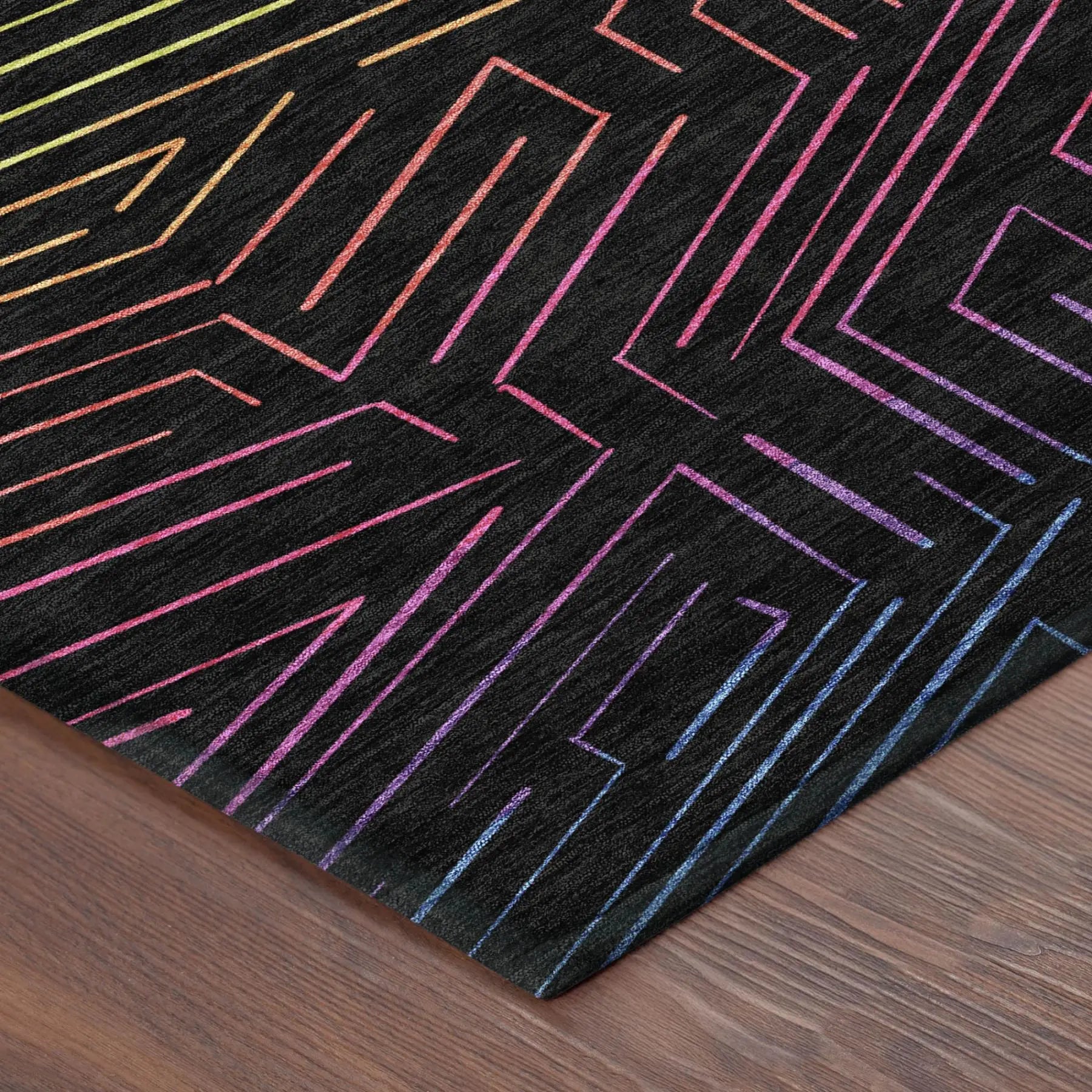 9' X 12' Black And Purple Geometric Washable Indoor Outdoor Area Rug Homeroots Outdoor