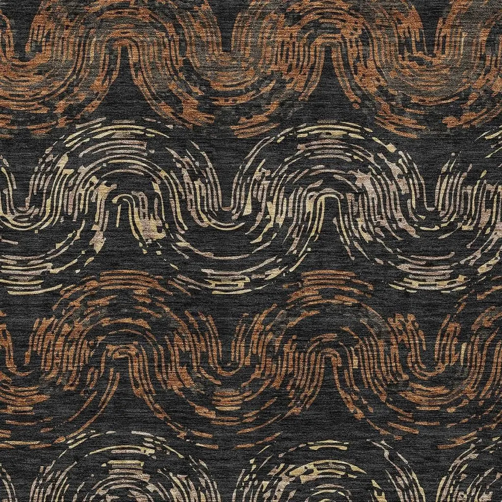 9' X 12' Black And Rust Abstract Washable Indoor Outdoor Area Rug Homeroots Outdoor